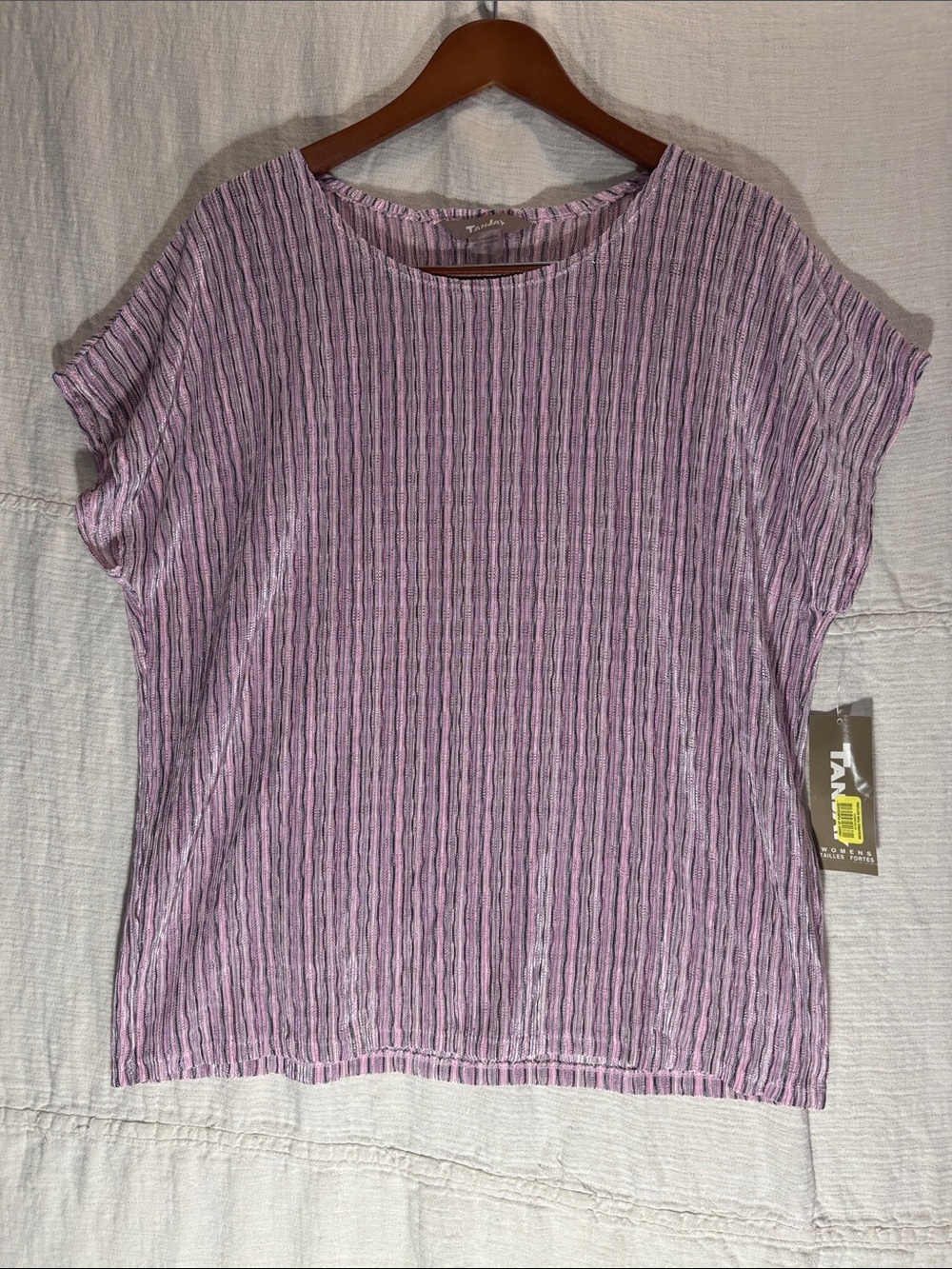 TanJay Lavender-Pink Ribbed Short Sleeve Top
